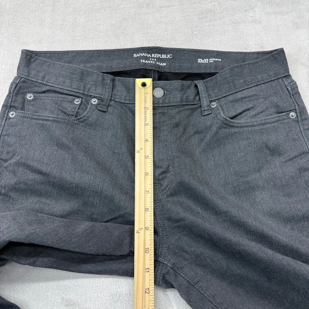 Banana‎ Republic Travel Jean Mens 33x32 Charcoal Gray Athletic Fit Stretch Denim